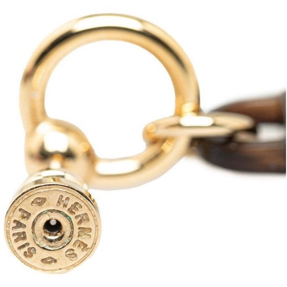 Hermès Authentic Amulet Maroquinier Kelly Cadena Earrings Brown Golden New W Box - Picture 14 of 16